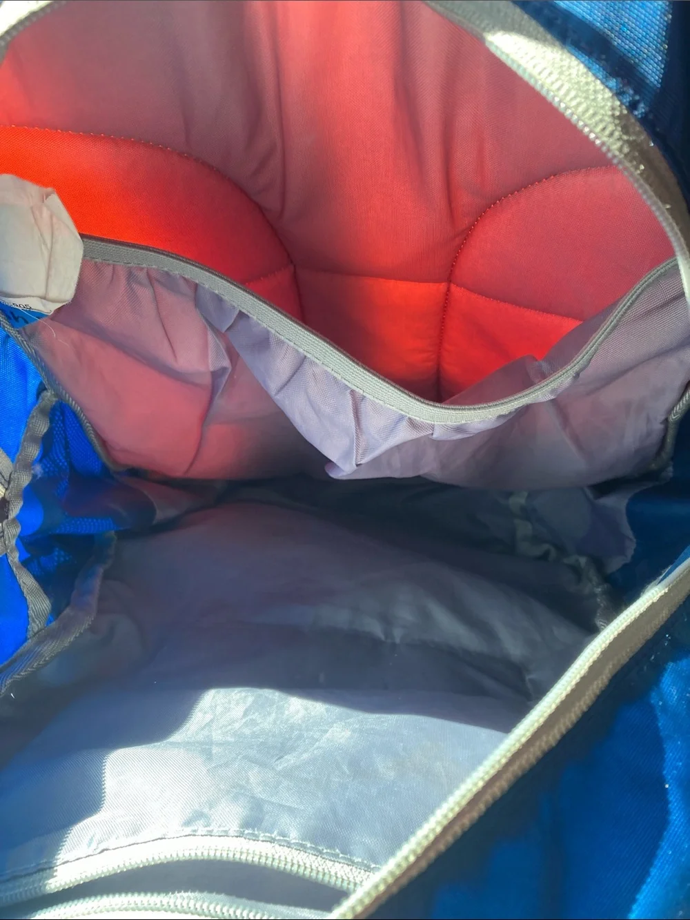 L.L. Bean Royal Blue Kids Backpack with Orange Strap like new used once